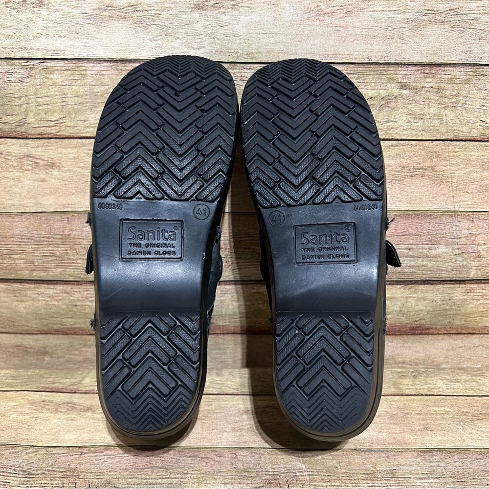 Sanita Black Leather Mary Jane Clogs - Picture 8 of 9